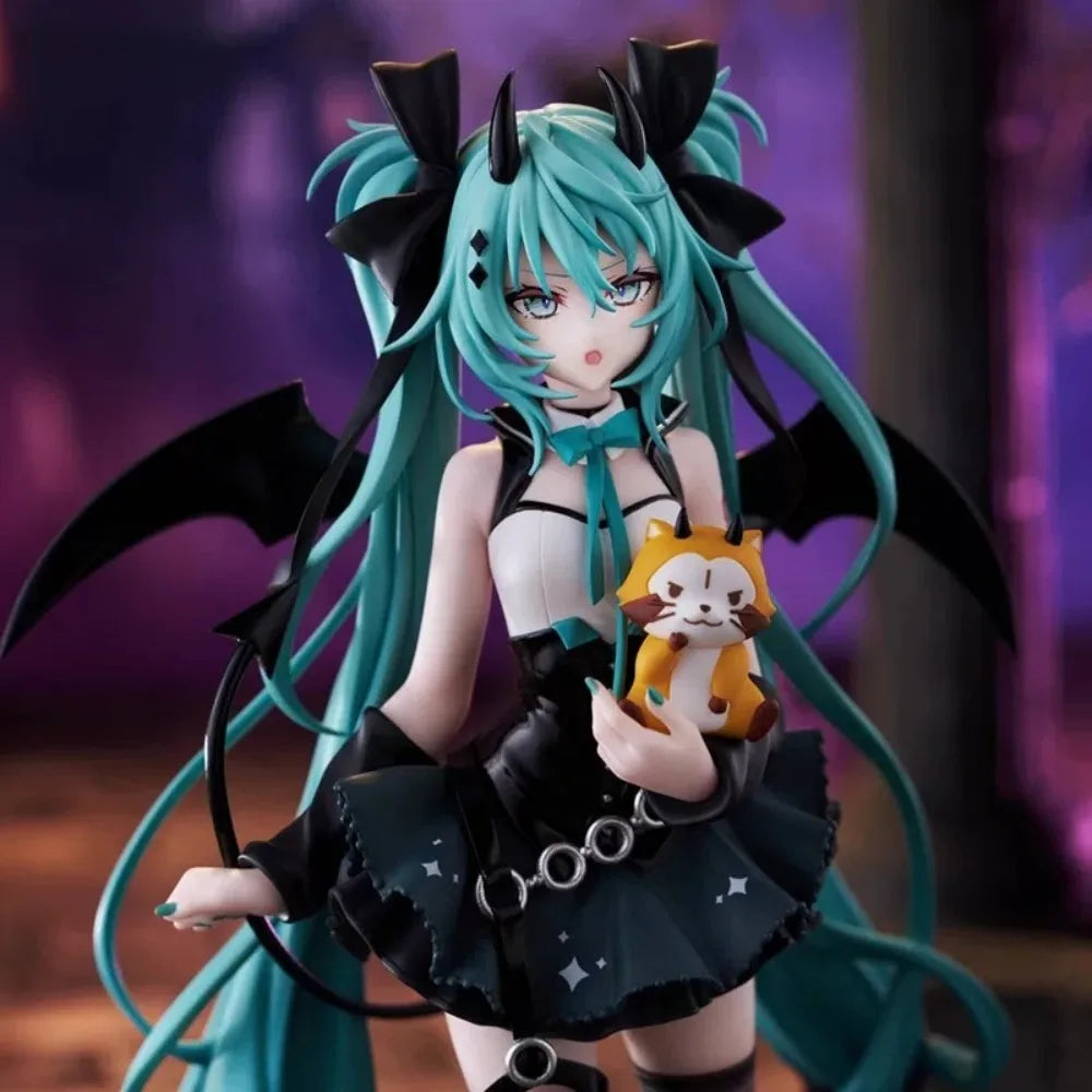 Anime Hatsune Miku 19CM Little Devil Raccoon Action Figure Model Toys Cute Action Model PVC Collection Desktop Accessories Gift