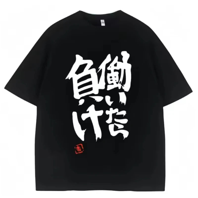 Cotton Anime Futaba Anzu Same Print T Shirt Chinese Word Cosplay Style T Shirts Fashion Summer Women Tees Streetwear