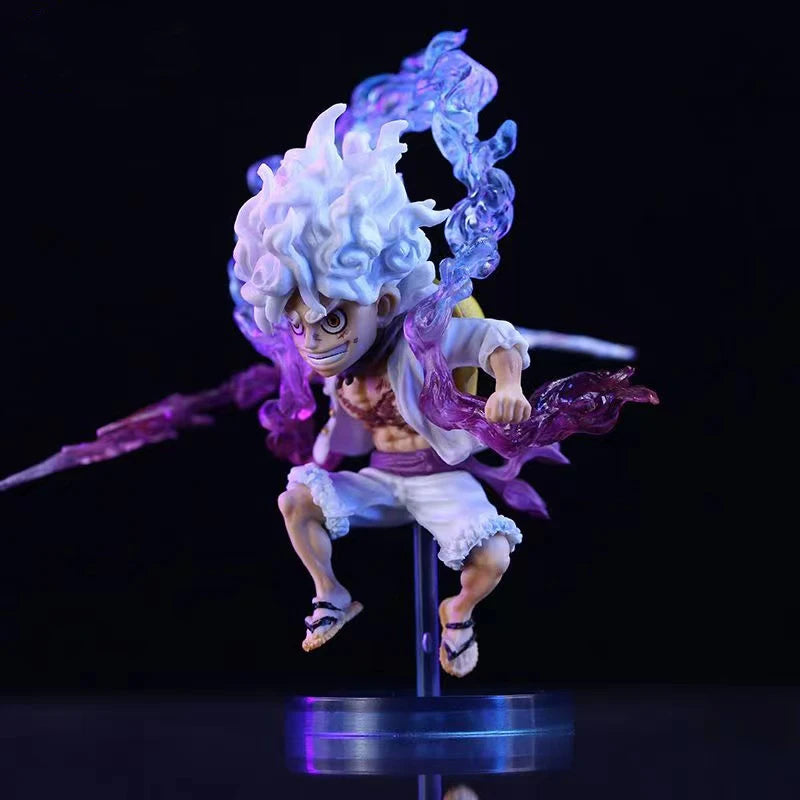 In Stock 10cm Mini One Piece Luffy Gear 5 Action Figure Sun God Nika Statue Anime Figurine Pvc Model Doll Collection Toy Gift
