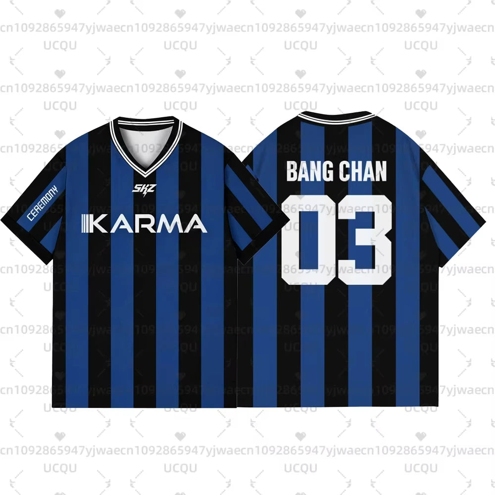 Kpop Stay Karma Album Fans TShirt Felix Bangchan Hyunjin Streetwear Casual Sport Oversize  Short Sleeve T-Shirt Cosplay Clothing