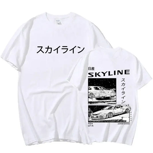 2024 Fashion Cotton T-Shirt Drift Japan Anime AE86 Inifirst D Summer Casual T-Shirt R34 Skyline GTR JDM Oversized Print T Shirts