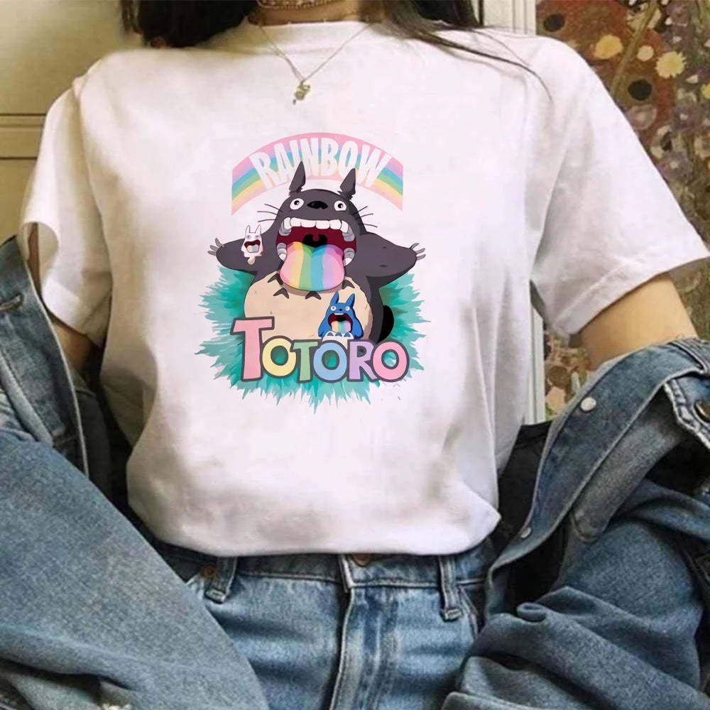 Miyazaki Hayao Kawaii T-shirt Graphic Tshirt Clothes Fashion Totoro Studio Ghibli Cute Anime T Shirt Women Harajuku