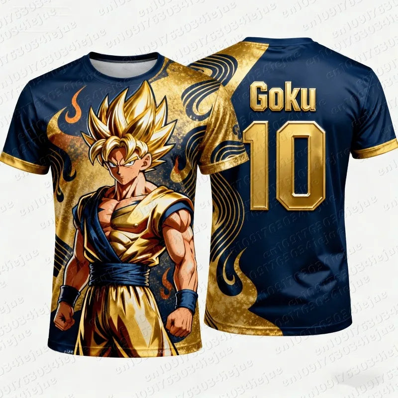 2026 New Adult Men's Dragon Ball Goku 3D Printed Football Jersey T-Shirt Kids Anime T-Shirt Special Football Jersey
