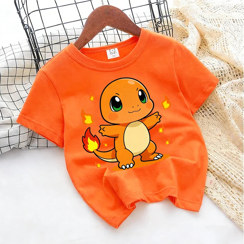 Pokemons Cute Kids T-shirt Anime Game Cartoon Cotton Boys Girl Toddler Tees Streetwear Casual Short Sleeve Childern Clothes Tops