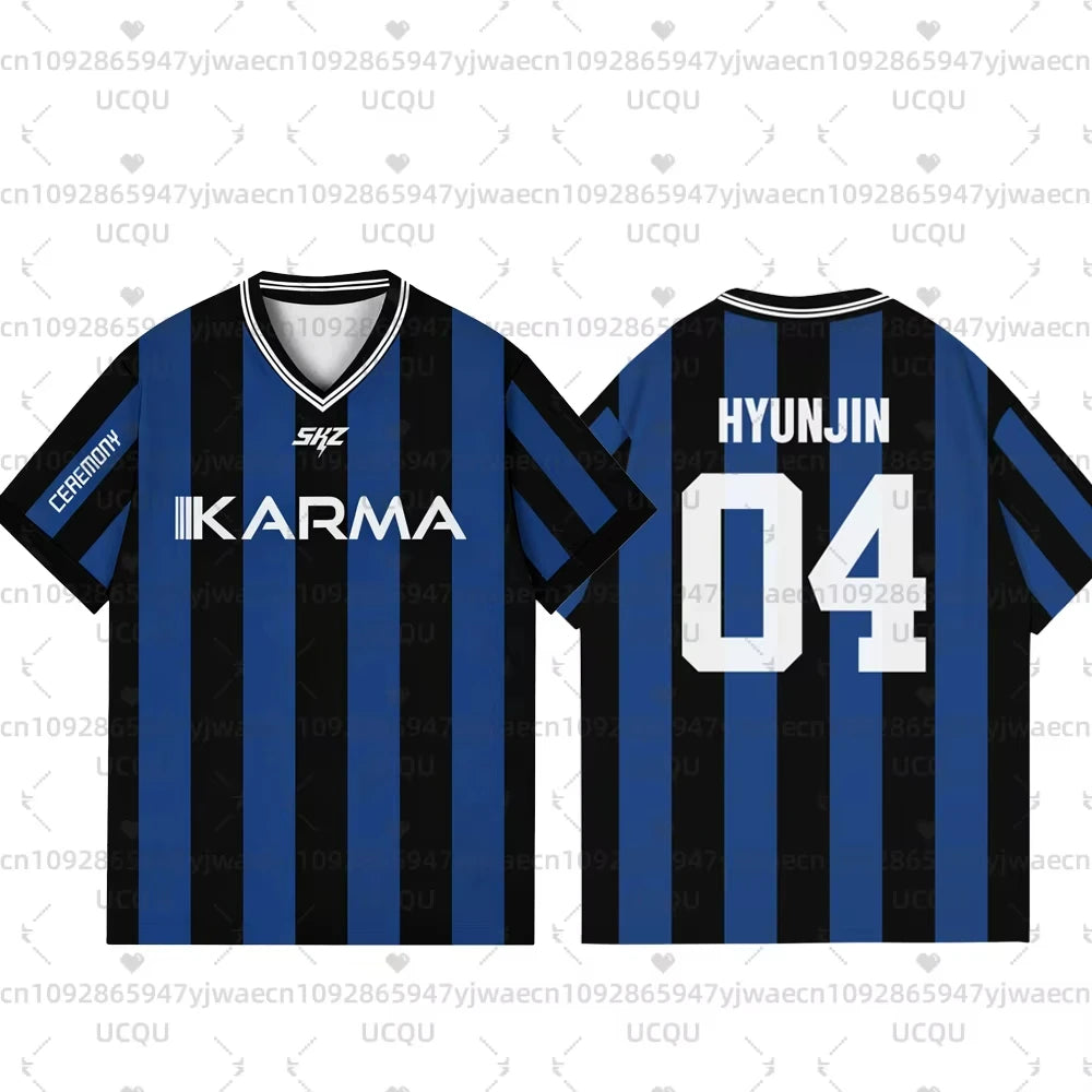 Kpop Stay Karma Album Fans TShirt Felix Bangchan Hyunjin Streetwear Casual Sport Oversize  Short Sleeve T-Shirt Cosplay Clothing