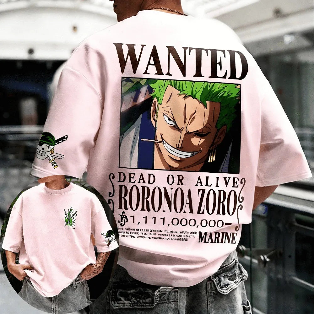 Unisex Cotton T-shirt ONE PIECE Roronoa Zoro 2026 Summer New Product Harajuku Anime Printed Loose Parent Child Short Sleeve