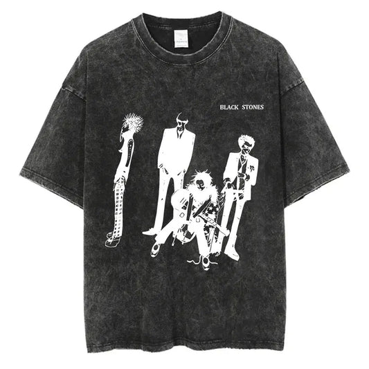 Japanese Anime Nana Osaki Print Vintage Washed Tshirt Harajuku Streetwear Graphic T-Shirt Summer Short Sleeve Cotton Tshirt