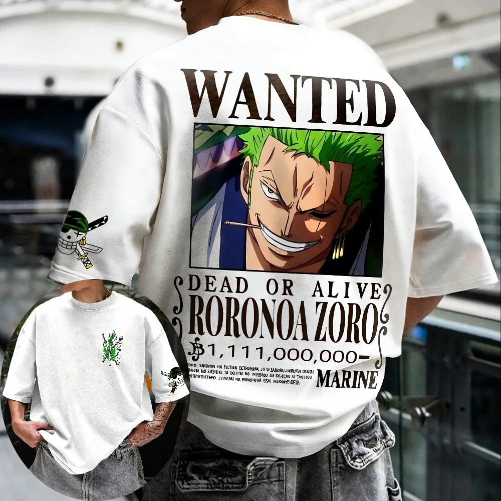 Unisex Cotton T-shirt ONE PIECE Roronoa Zoro 2026 Summer New Product Harajuku Anime Printed Loose Parent Child Short Sleeve