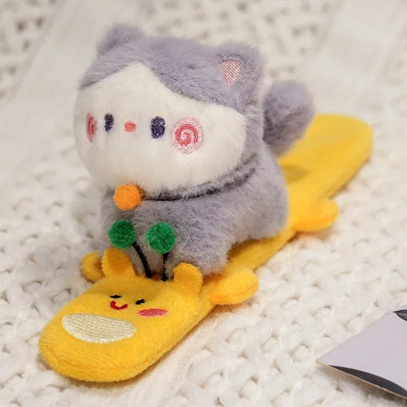 Capybara Slap Snap Wrap Capibara Plushie Wristband Bracelet Kawaii Cute Dog Cat Plush Toy Hand Ring Creative Funny Gift
