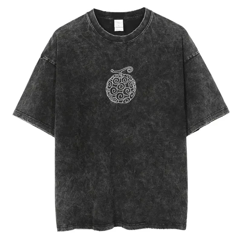 One Piece Portgas D. Ace A&SCE Legacy Minimal White Acid Wash Oversized Black T-Shirt 2026 Summer Streetwear Anime Graphic Tee