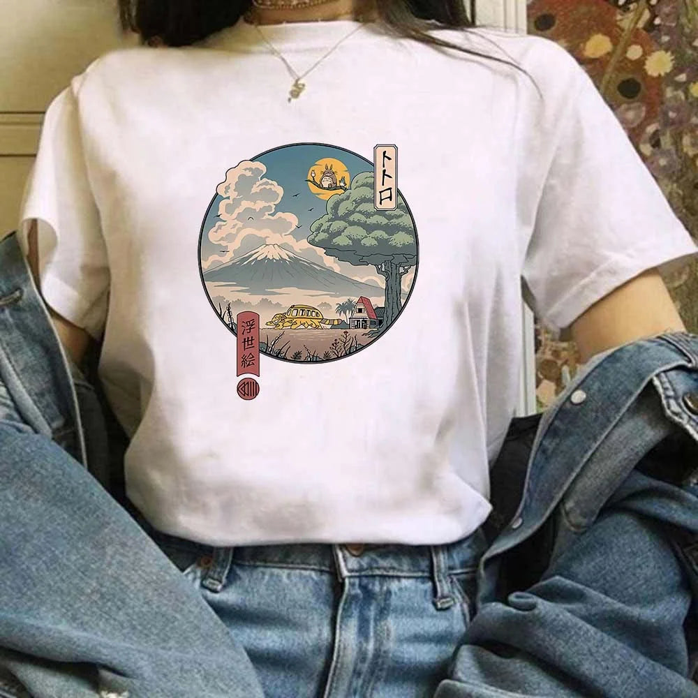Miyazaki Hayao Kawaii T-shirt Graphic Tshirt Clothes Fashion Totoro Studio Ghibli Cute Anime T Shirt Women Harajuku