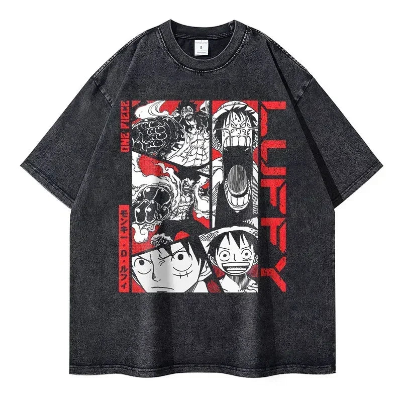 One Piece Japanese Anime Men's T-Shirt Boy Children's Pure Cotton Y2K Original Trend Street Boys and Girls Short Sleeves