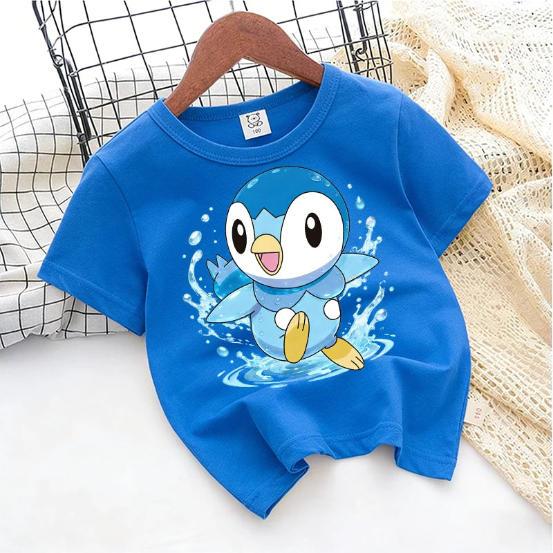 Pokemons Cute Kids T-shirt Anime Game Cartoon Cotton Boys Girl Toddler Tees Streetwear Casual Short Sleeve Childern Clothes Tops