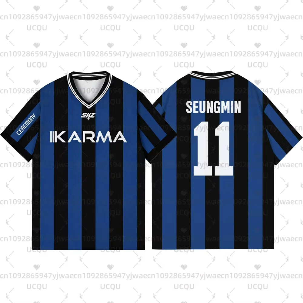Kpop Stay Karma Album Fans TShirt Felix Bangchan Hyunjin Streetwear Casual Sport Oversize  Short Sleeve T-Shirt Cosplay Clothing
