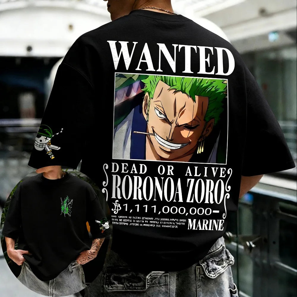 Unisex Cotton T-shirt ONE PIECE Roronoa Zoro 2026 Summer New Product Harajuku Anime Printed Loose Parent Child Short Sleeve