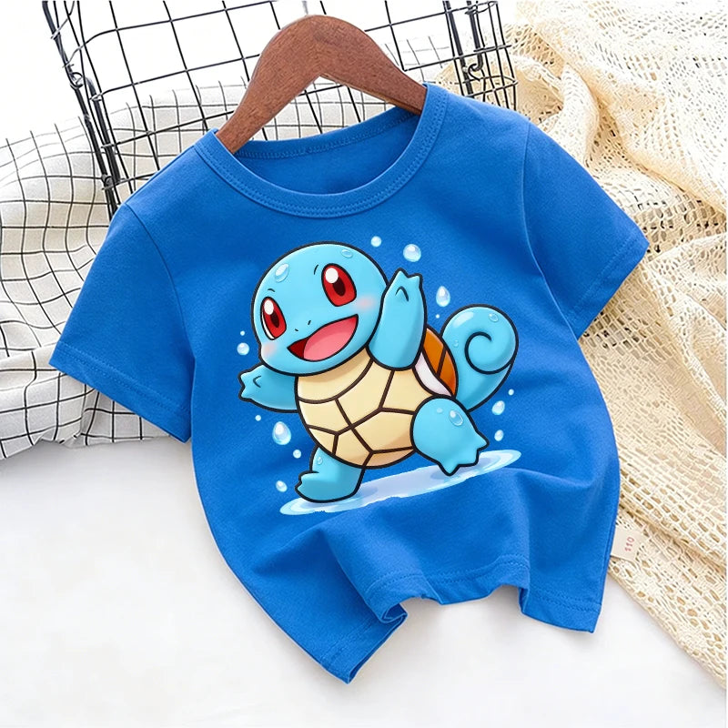 Pokemons Cute Kids T-shirt Anime Game Cartoon Cotton Boys Girl Toddler Tees Streetwear Casual Short Sleeve Childern Clothes Tops