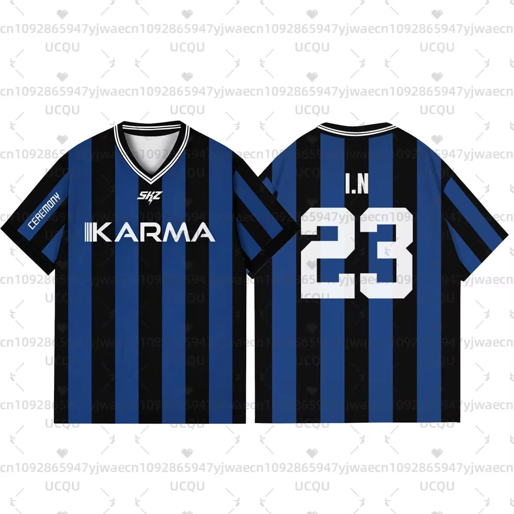 Kpop Stay Karma Album Fans TShirt Felix Bangchan Hyunjin Streetwear Casual Sport Oversize  Short Sleeve T-Shirt Cosplay Clothing