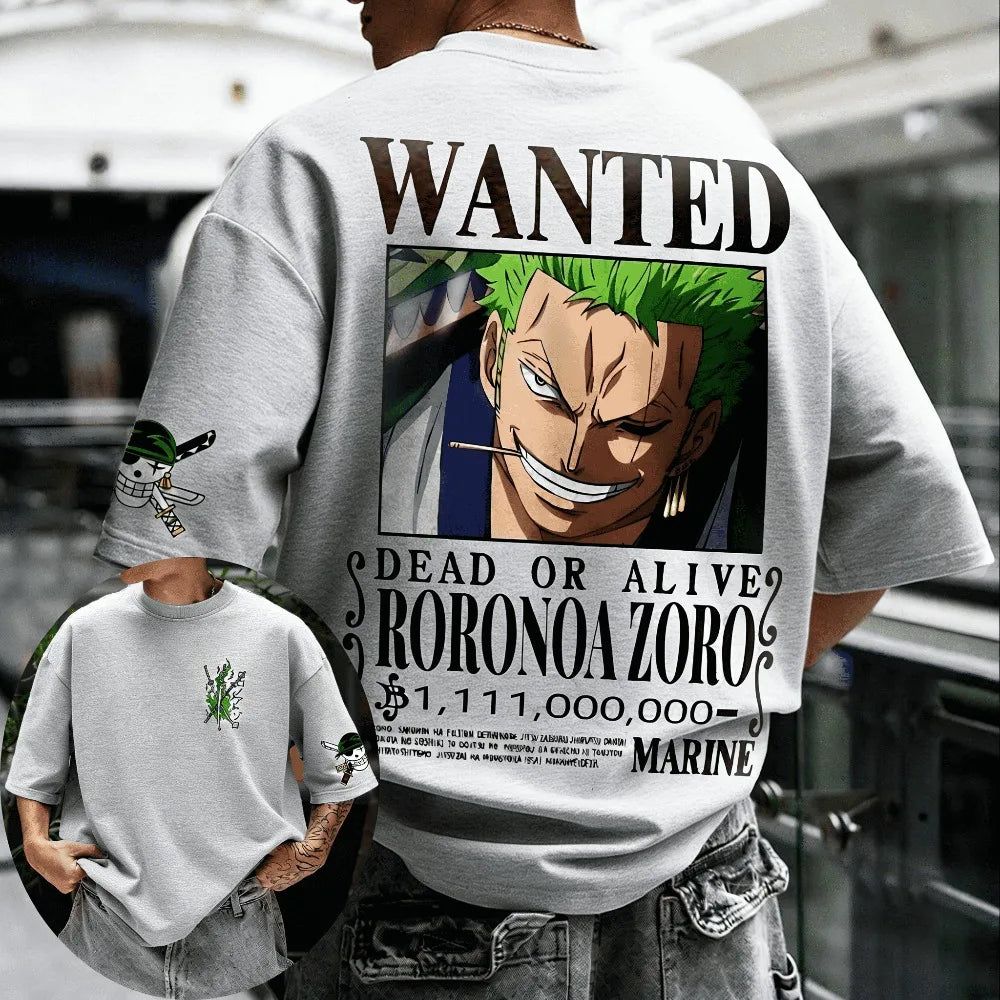 Unisex Cotton T-shirt ONE PIECE Roronoa Zoro 2026 Summer New Product Harajuku Anime Printed Loose Parent Child Short Sleeve