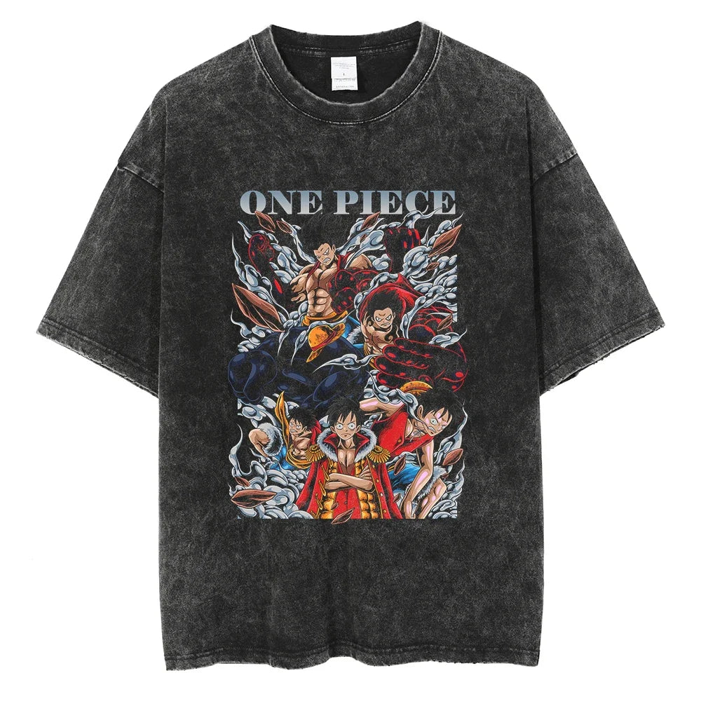 One Piece Japanese Anime Men's T-Shirt Boy Children's Pure Cotton Y2K Original Trend Street Boys and Girls Short Sleeves