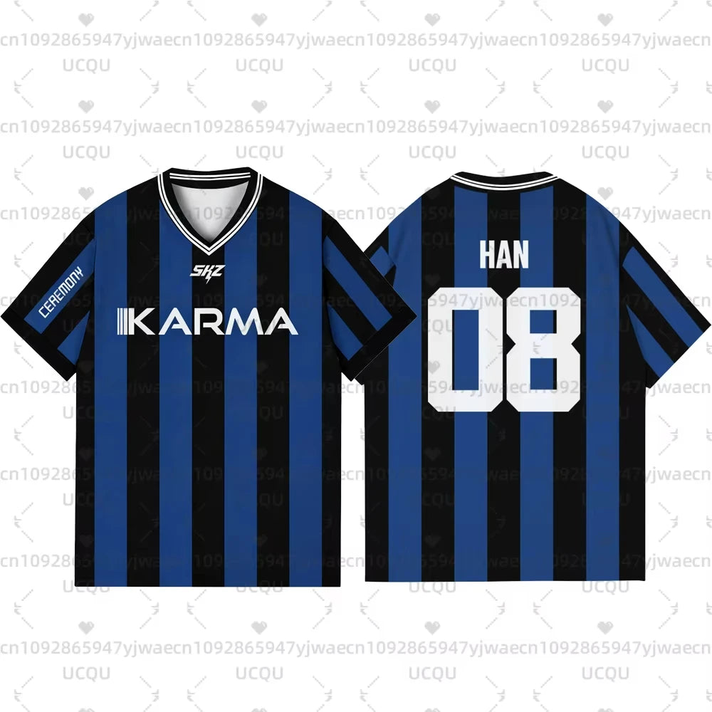 Kpop Stay Karma Album Fans TShirt Felix Bangchan Hyunjin Streetwear Casual Sport Oversize  Short Sleeve T-Shirt Cosplay Clothing