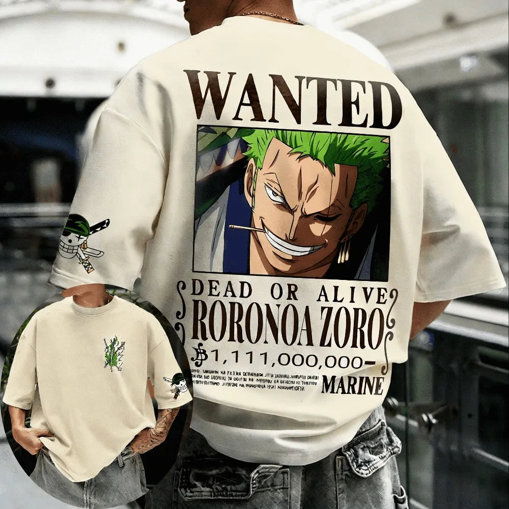 Unisex Cotton T-shirt ONE PIECE Roronoa Zoro 2026 Summer New Product Harajuku Anime Printed Loose Parent Child Short Sleeve