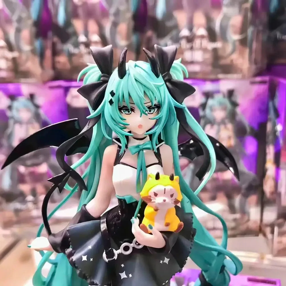Anime Hatsune Miku 19CM Little Devil Raccoon Action Figure Model Toys Cute Action Model PVC Collection Desktop Accessories Gift