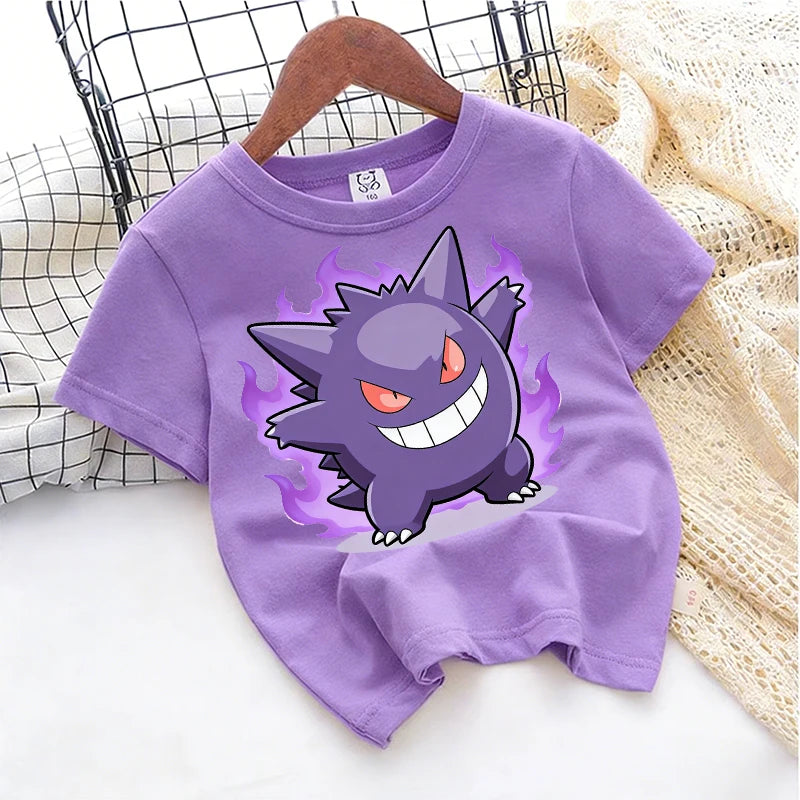 Pokemons Cute Kids T-shirt Anime Game Cartoon Cotton Boys Girl Toddler Tees Streetwear Casual Short Sleeve Childern Clothes Tops