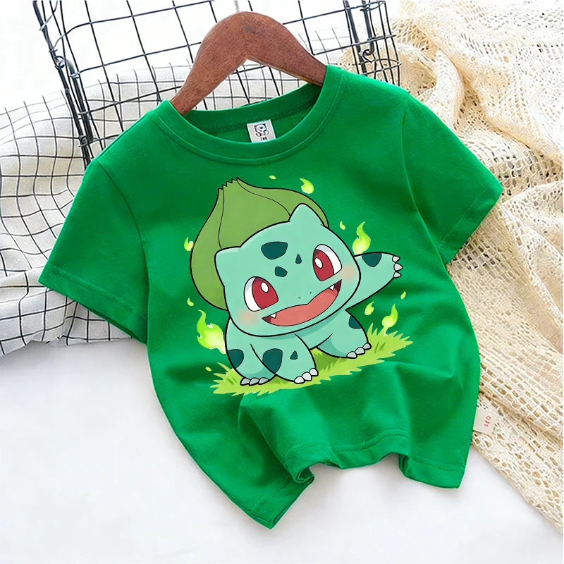 Pokemons Cute Kids T-shirt Anime Game Cartoon Cotton Boys Girl Toddler Tees Streetwear Casual Short Sleeve Childern Clothes Tops