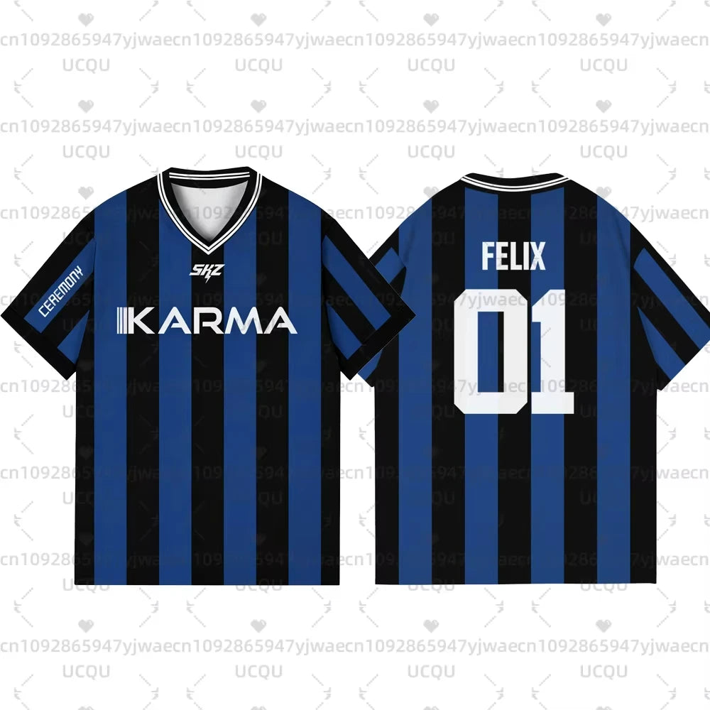 Kpop Stay Karma Album Fans TShirt Felix Bangchan Hyunjin Streetwear Casual Sport Oversize  Short Sleeve T-Shirt Cosplay Clothing