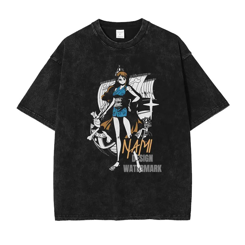 One Piece Japanese Anime Men's T-Shirt Boy Children's Pure Cotton Y2K Original Trend Street Boys and Girls Short Sleeves