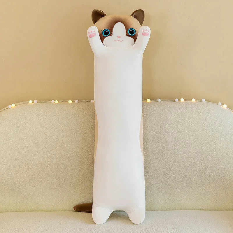 Cute  Cat Plush Toy Long Pink Brown Grey Sleeping Cats Leg Pillow Squishy Little Animal Doll Appeasing Plushie Gift